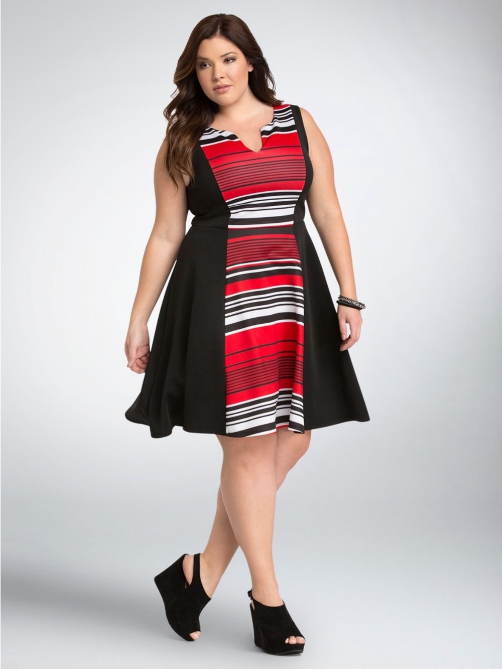 Torrid Striped Scuba Skater Sleeveless Fit & Flare Stretch Dress Plus Size 2X